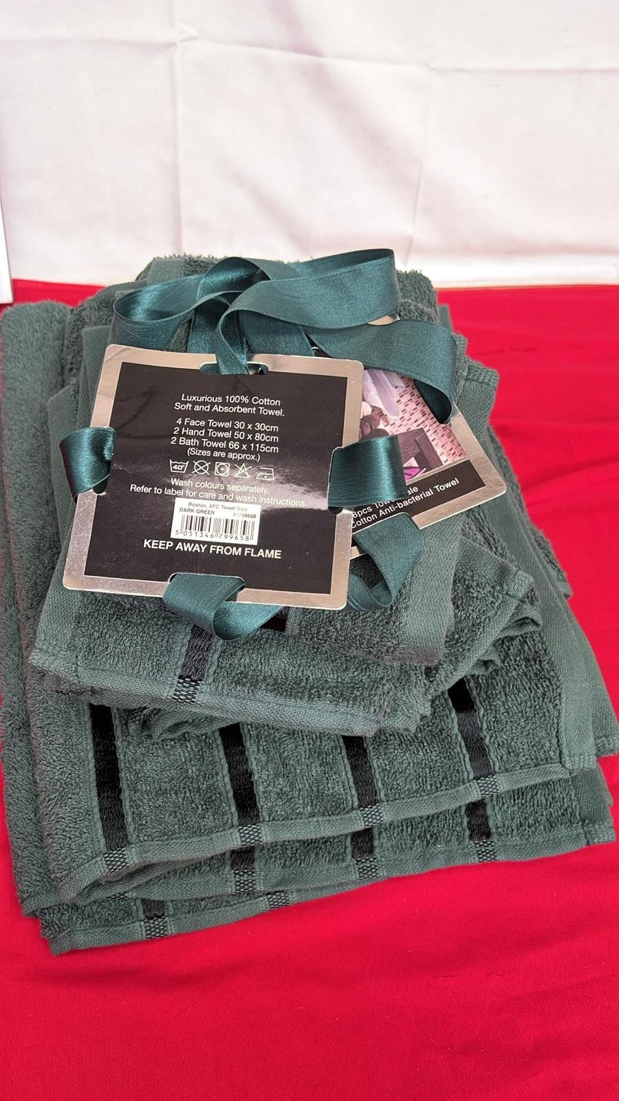 8 Piece Towel Bale Set, Quick Dry Highly Absorbent  Towel Sets Bathroom,D.GREEN