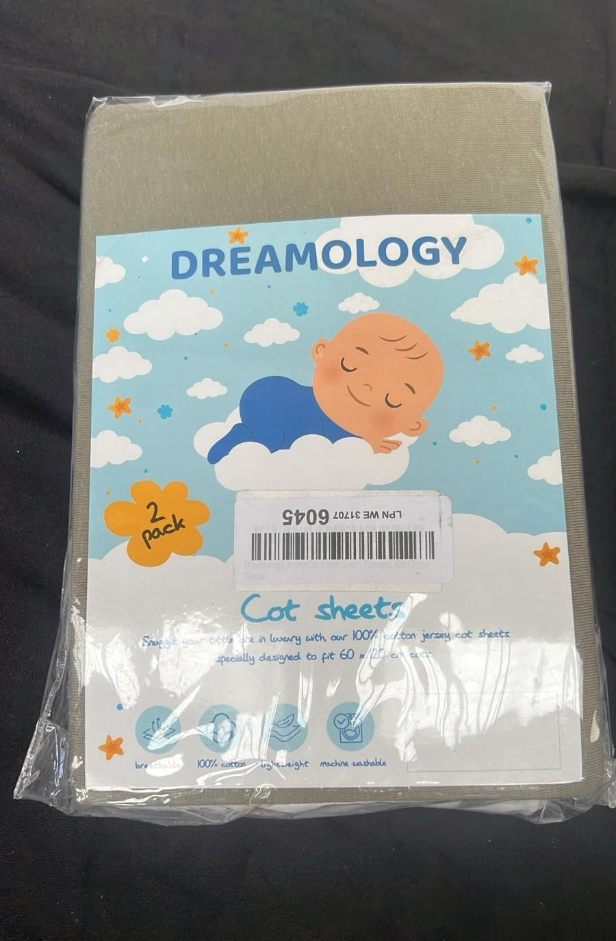 Dreamology Cot Sheets For Boys and Girls, 2 Pack, cot sheets 120x60 fitted