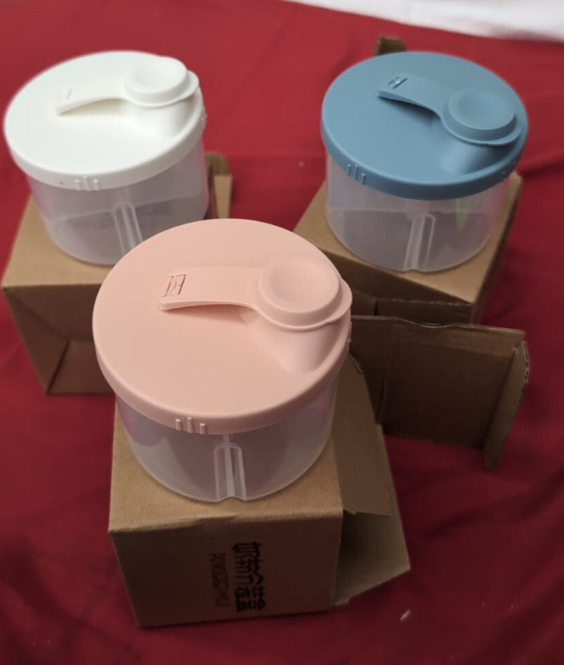 Portable Four-Compartment Milk Powder Dispenser, Pink, blue, white (3 pack)
