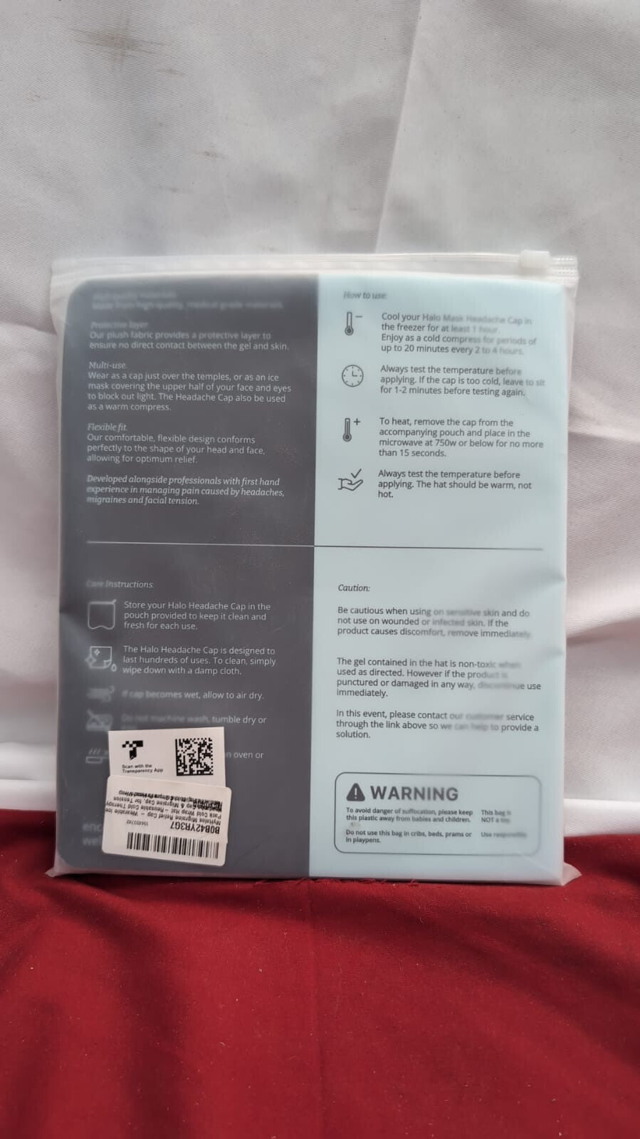 MyHalos® Migraine Relief Cap - Wearable Ice Pack Cold Wrap Hat -Reusable