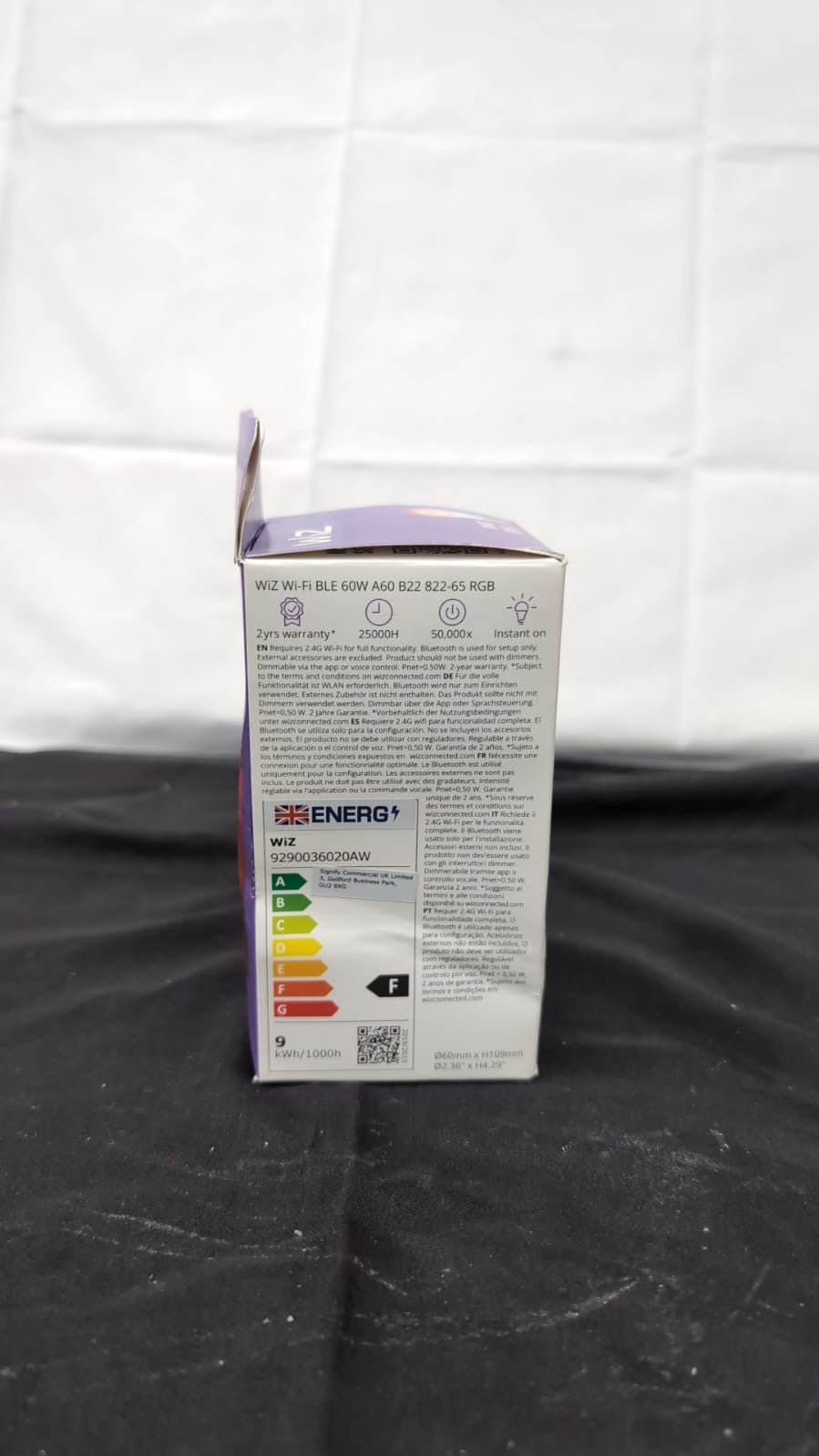 WiZ Smart Colour Bulb, A60, 8.5W, Colour, Motion Sensor with App, B22