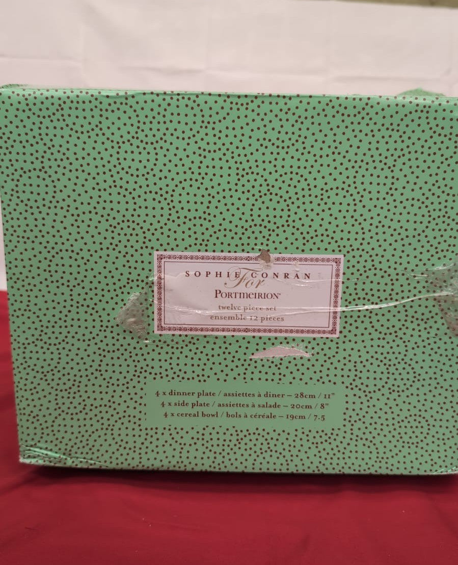Portmeirion Home & Gifts Dinner Set, White,( box damaged  missing 1 cereal bowl)