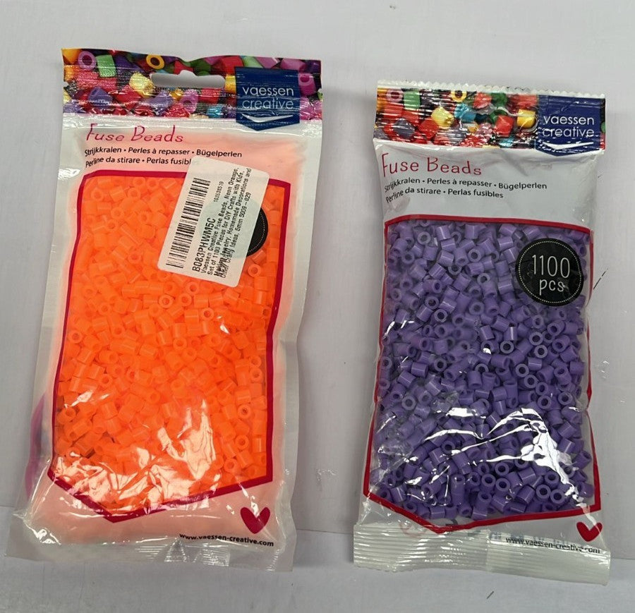 Vaessen Creative Fuse Beads, 1100 Pack for DIY Crafts Orange & Purple (2 Pack)