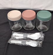 Overnight Oats Jar Glass jars Containers with Lids Breakfast  3 Pack 460ml