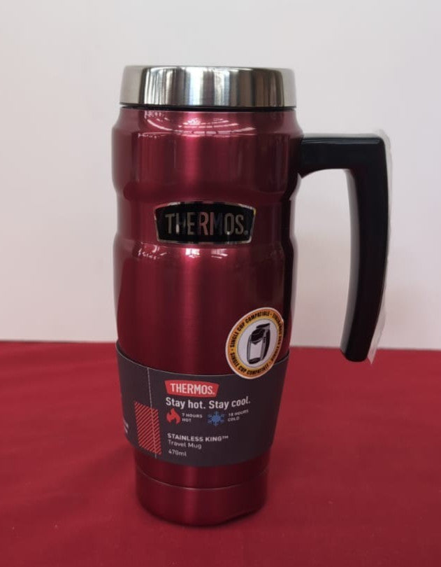 Thermos Stainless King Raspberry Travel Mug 470ml,  Insulated (Small dent)
