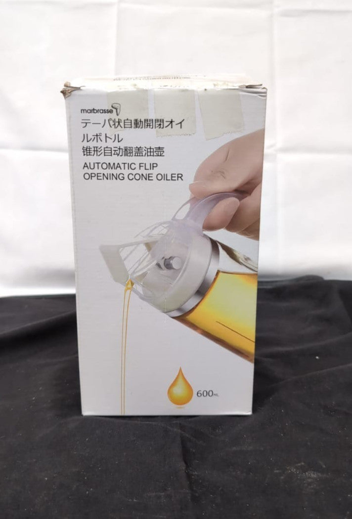 Oil Dispenser, Cooking Olive Oil Glass Bottle, 22OZ White Auto Flip (BOXDAMAGED)