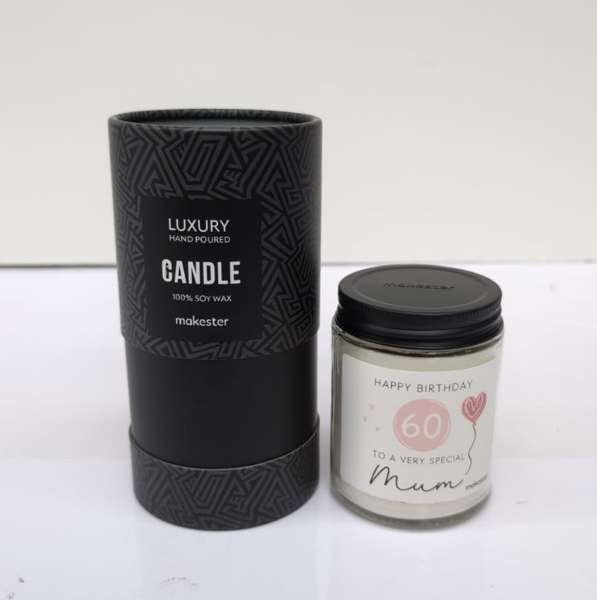 60th Birthday Gift for Mum  Luxury Soy Wax Candle Vanilla, Jasmine,Makester