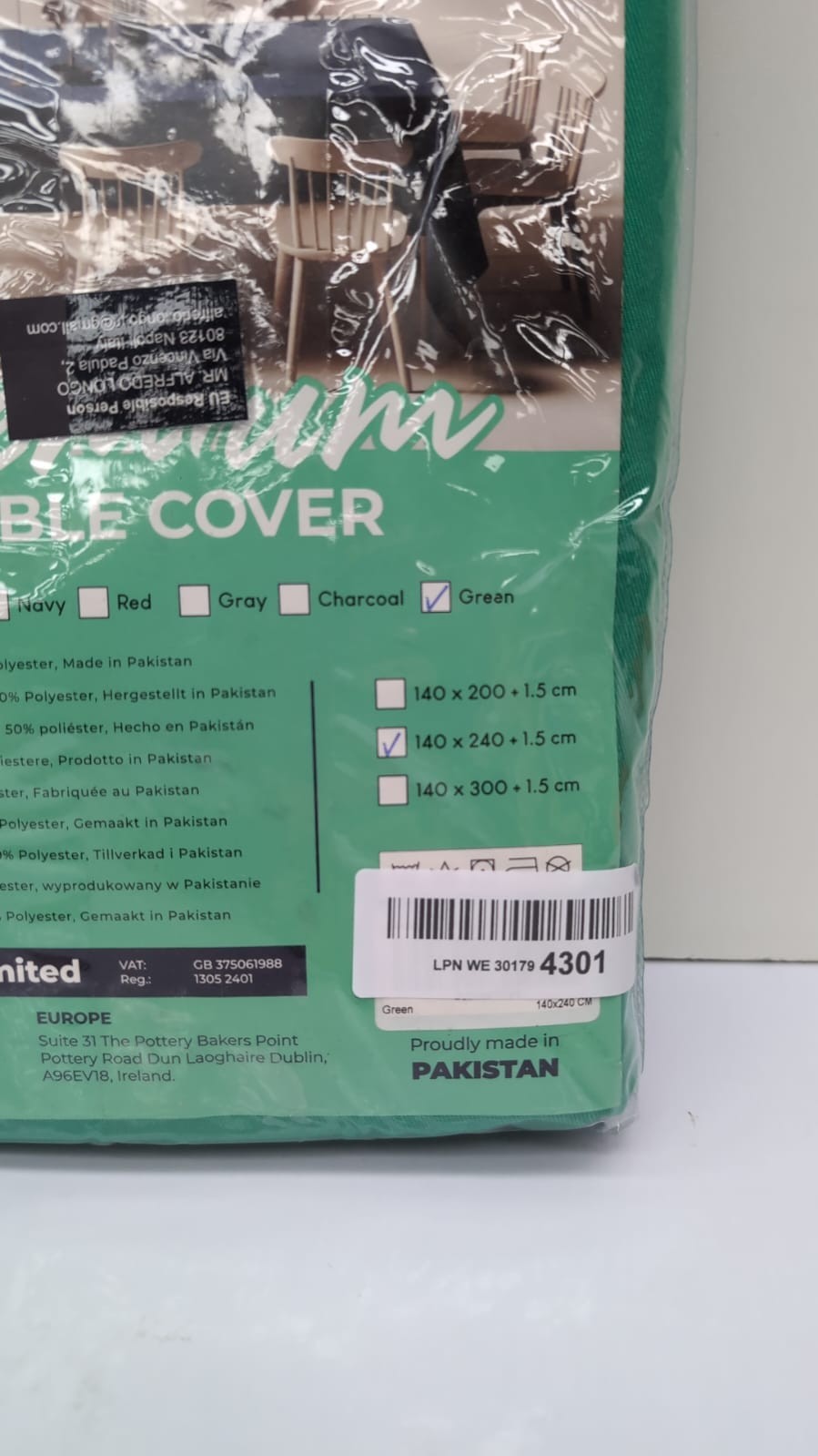 LivinEase Rectangular Tablecloth 140x240cm – Green