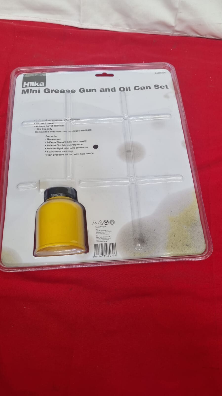 Mini Grease Gun and Oil Can Set, Silver (package damaged)