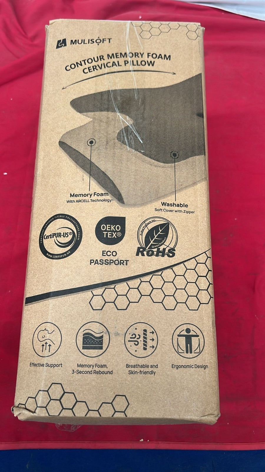 Ergonomic Memory Foam Cervical Pillow, Contoured Neck Support (BOX DAMAGED)