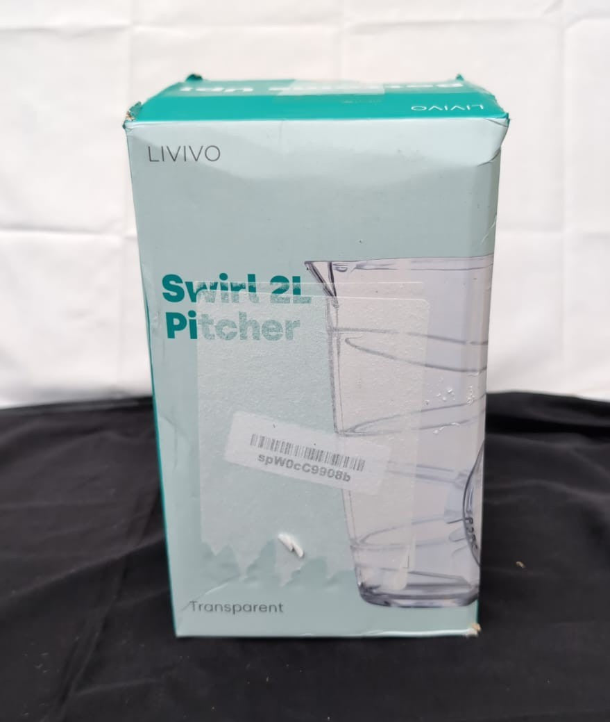 LIVIVO Swirl Design 2L Plastic Pitcher Jug w/ Lid and Vented Spout (BOX DAMAGED)