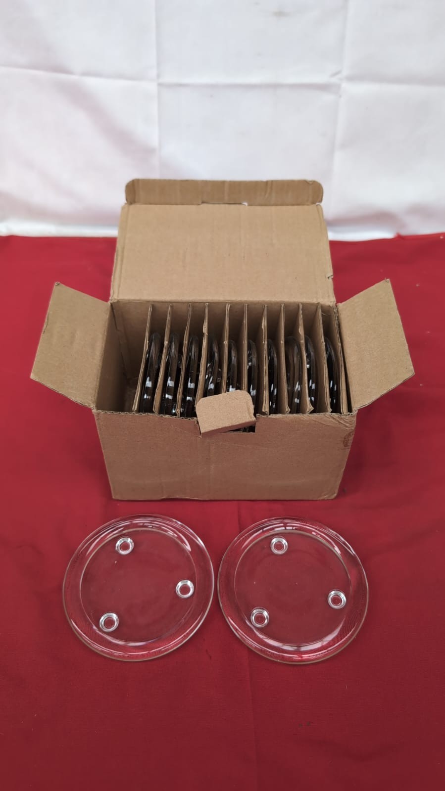 12 Pack  Glass Candle Holders Round Transparent Candle Plates 10cm