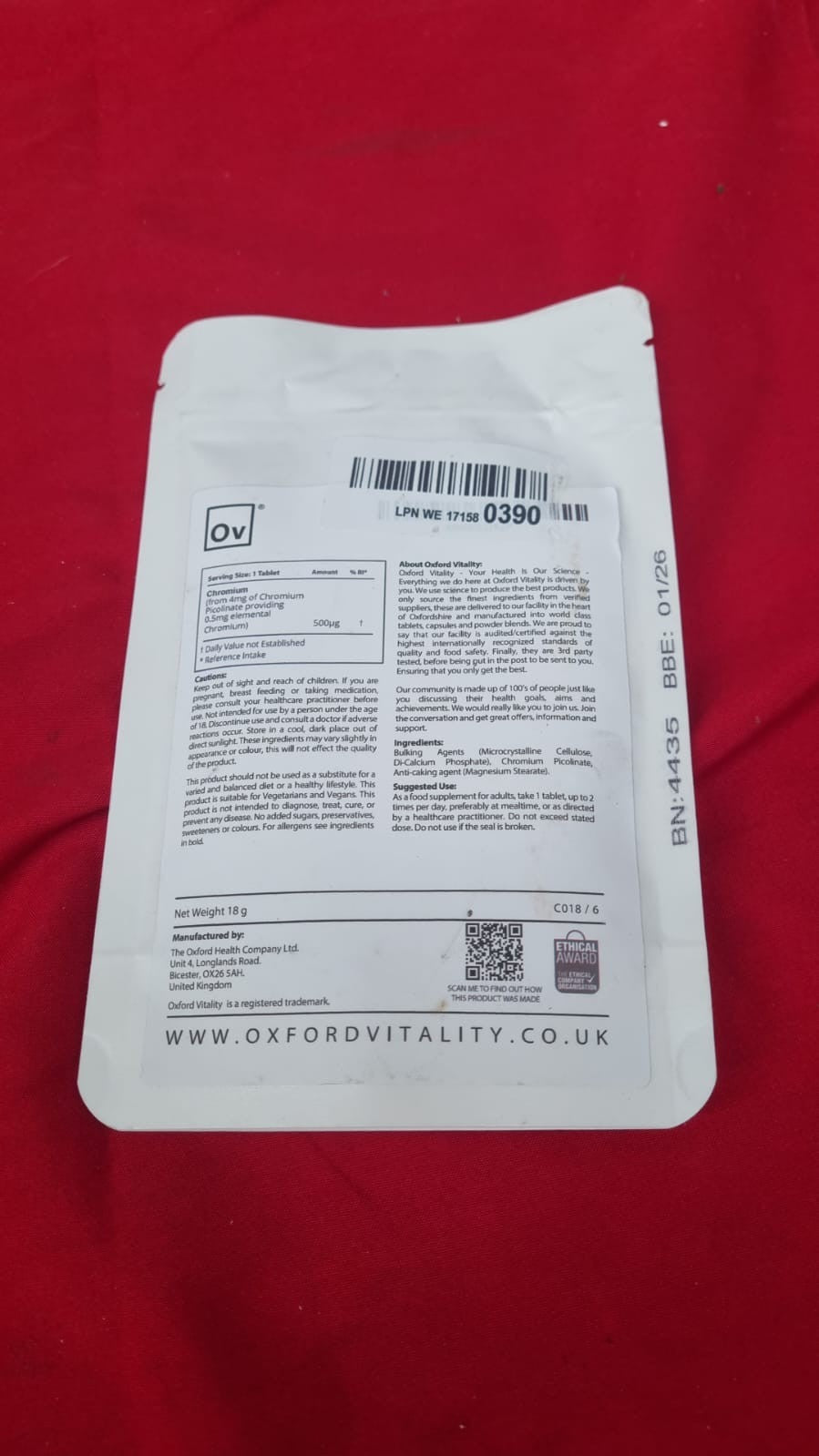 Oxford vitality chromium 120 tablets
