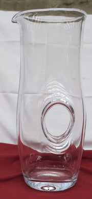 Donut Hole Handle Clear Glass Barware Pitcher (small chip - 30cm height)