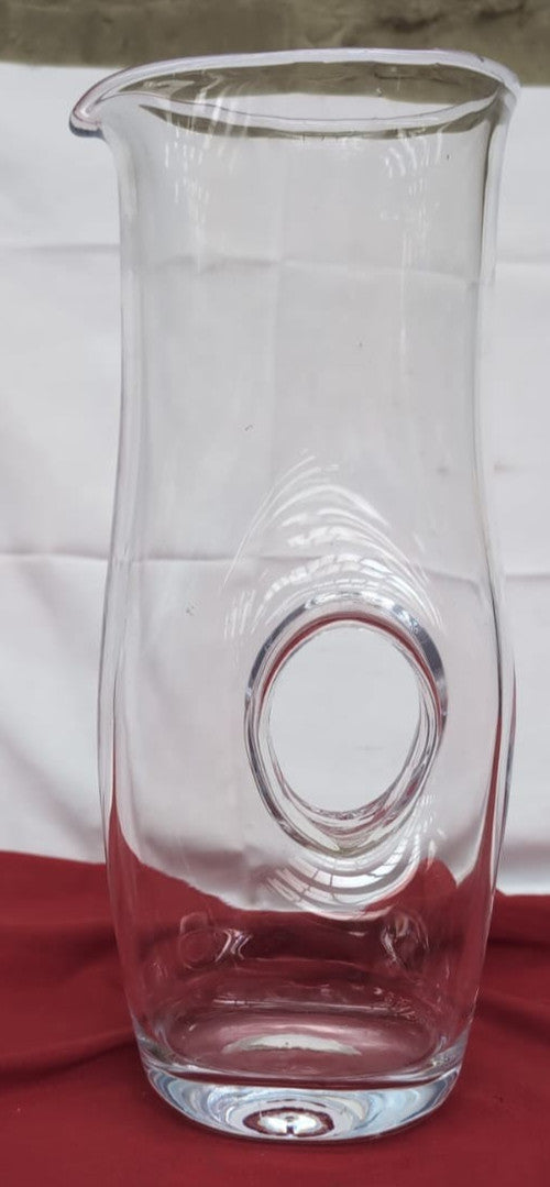 Donut Hole Handle Clear Glass Barware Pitcher (small chip - 30cm height)