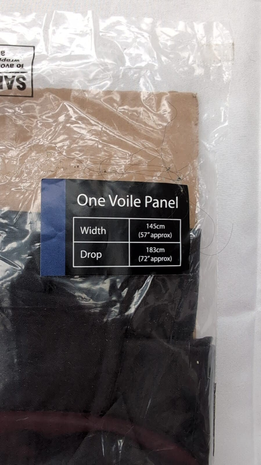 Black Voile Curtains for Living Room Panel 57 Wide x 72 Drop (packaging damaged)