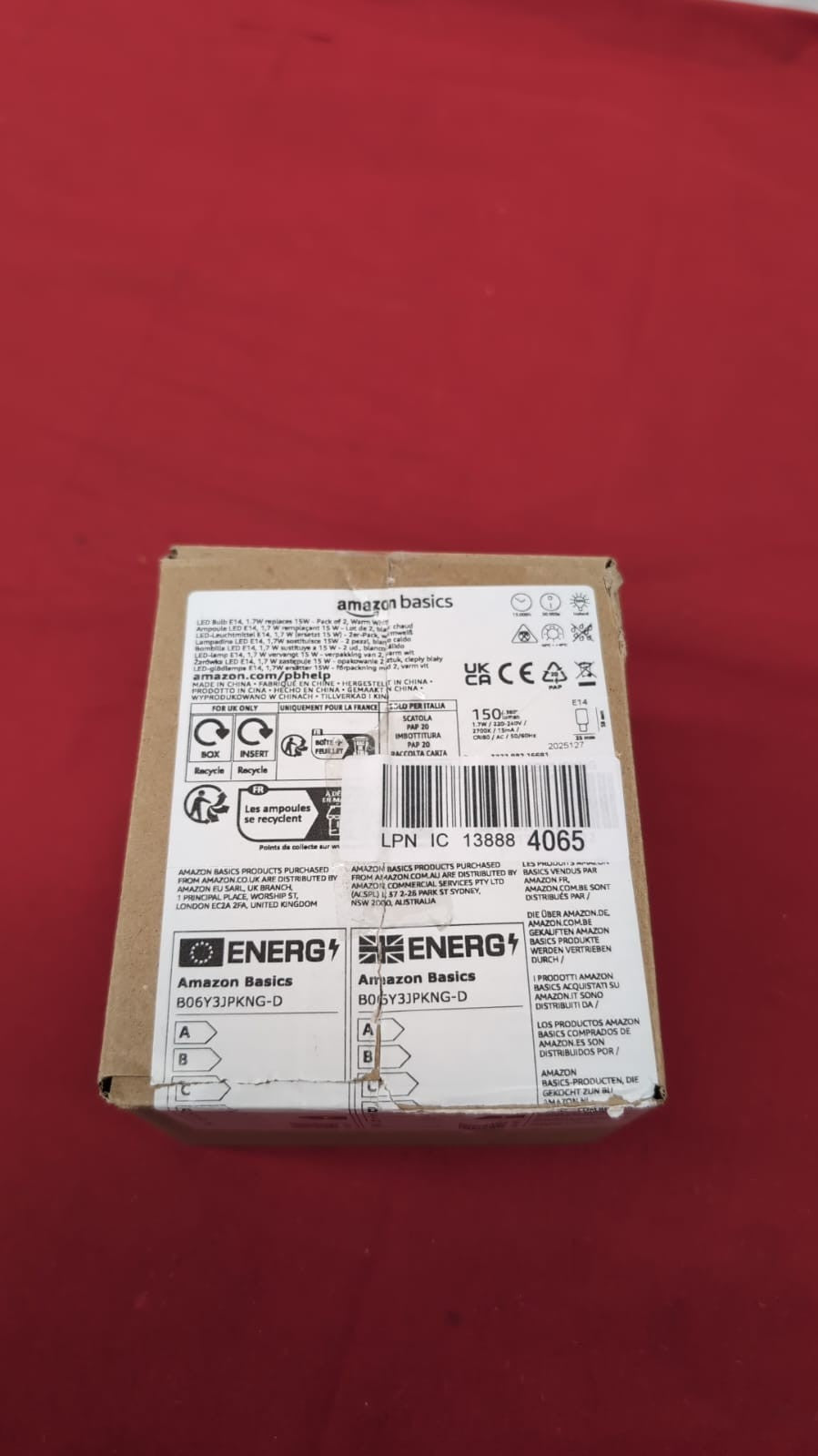 Amazon Basics E14 LED lamp T25, Refrigerator lamp, 1.7 W, Warm White Pack of 2