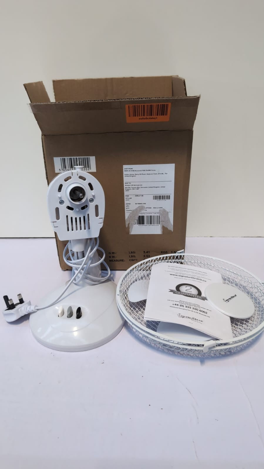 Signature S40008 9” 2 Speed Desk Fan with Oscillation, Adjustable Tilt, White