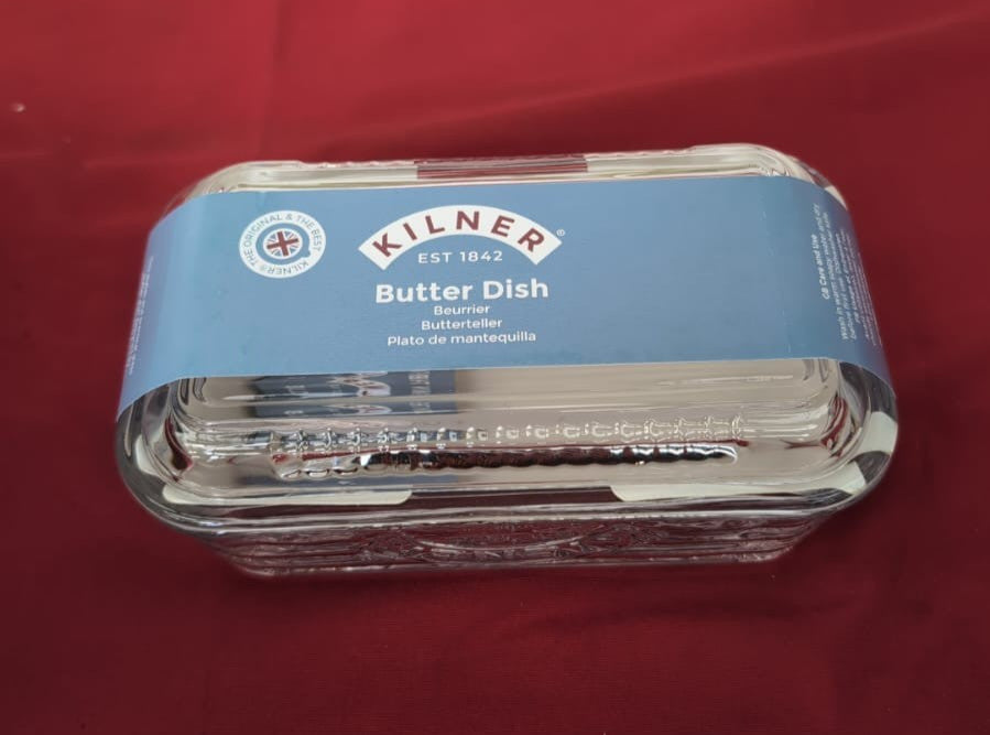 Kilner Glass Butter Dish 250g Capacity Durable BPA-Free Keeps (small chip)