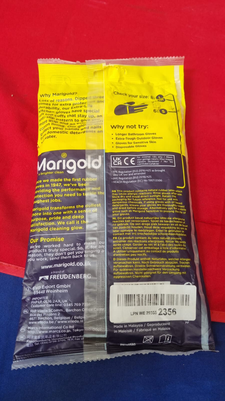 MARIGOLD KITCHEN GLOVES EXTRA-LIFE S 6.5