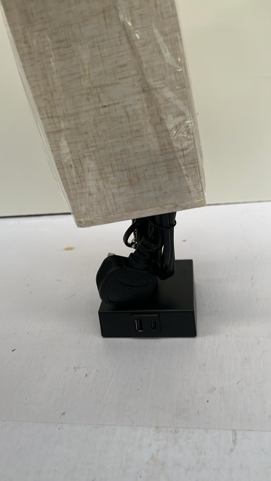 Desk Lamp Modern Nightstand Lamp with Square Fabric Lamp Shade 25cm