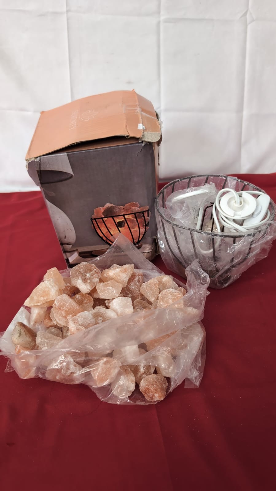 Himalayan Rock Salt Metal Basket Table Lamp(BOX DAMAGED)