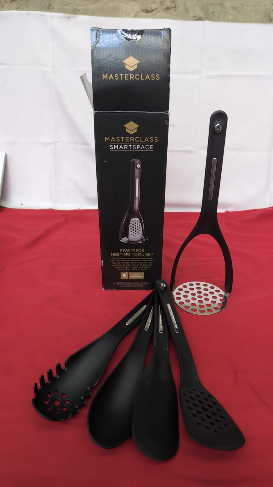 MasterClass Smart Space Nesting Silicone Kitchen Utensil Set of 5(box damaged)