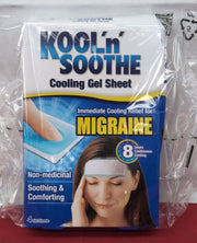 KOOL 'N' SOOTHE MIGRAINE Cooling Gel Sheets 4 Pack Immediate Relief Severe Head