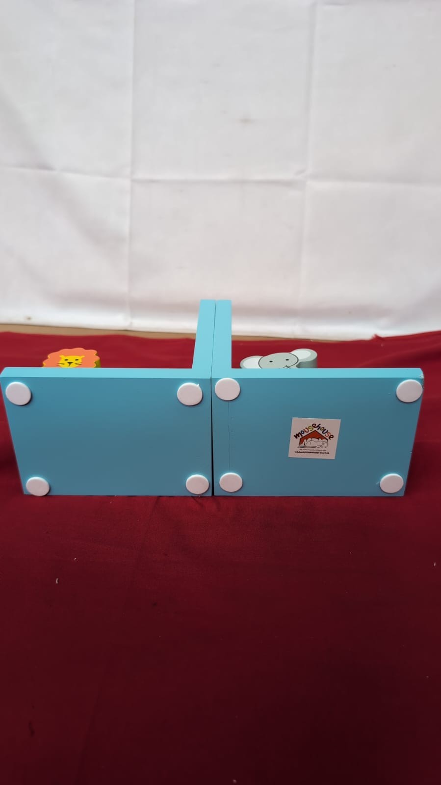 Mousehouse  Blue Safari Wooden Children's Bookends, (box damaged)