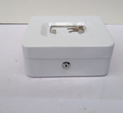 Steel Cash Box with Key Lock, Metal Small Money Organizer with Money Tray,white