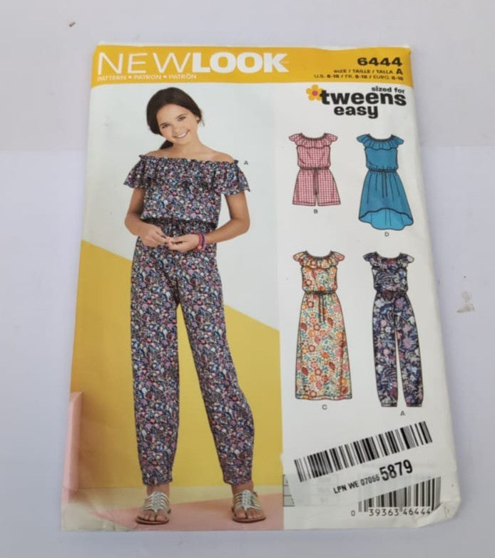 New Look Pattern 6444A Girl's Dress and Jumpsuit in Two Lengths, Paper