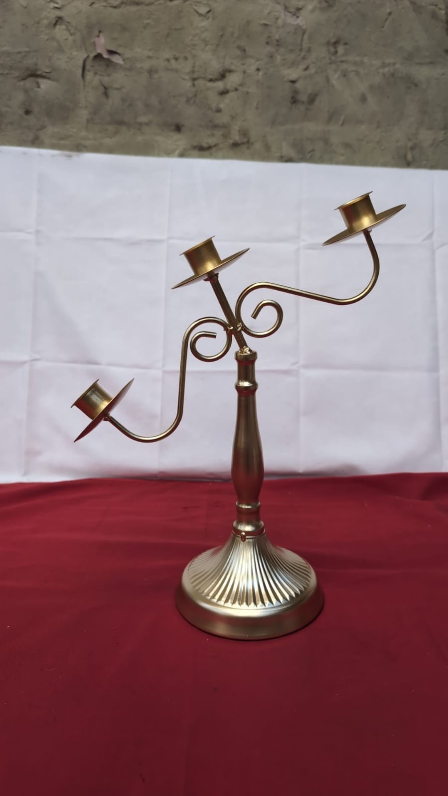 Candle Holder Golden Three Heads European Style Nostalgic