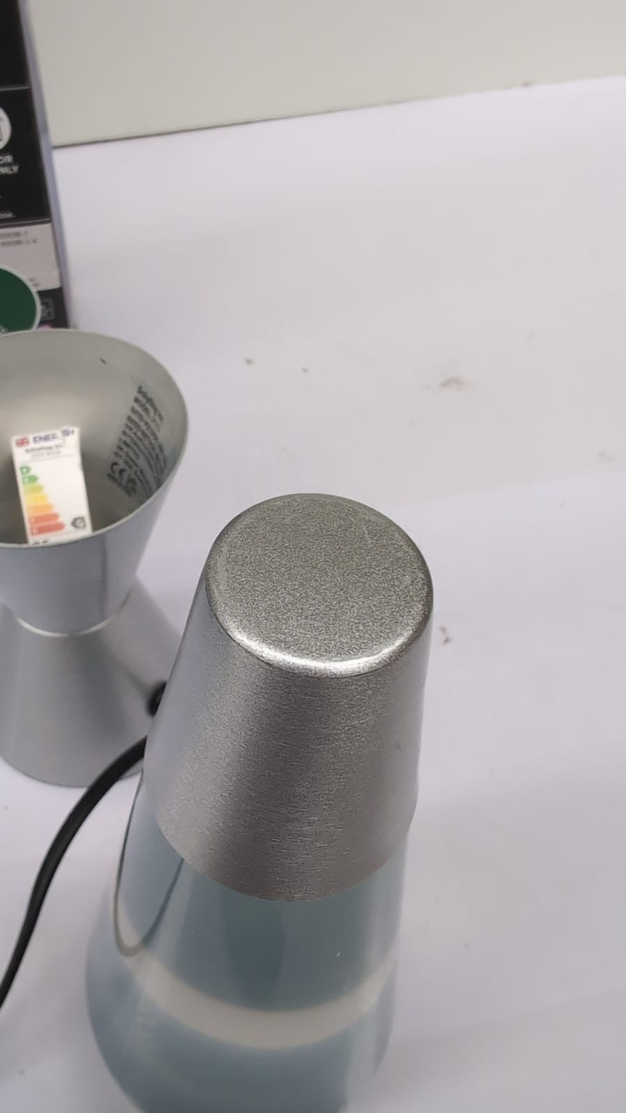 The Original Motion Lamp  Blue and Clear Liquid w/Silver (boxdamaged/lid scuff)