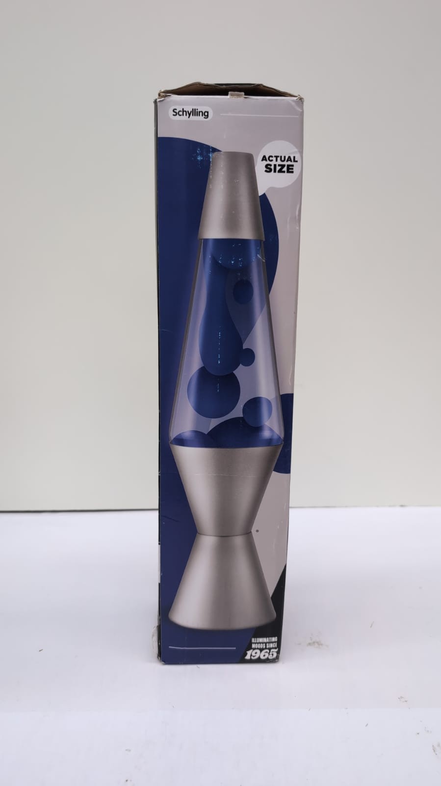 The Original Motion Lamp  Blue and Clear Liquid w/Silver (boxdamaged/lid scuff)