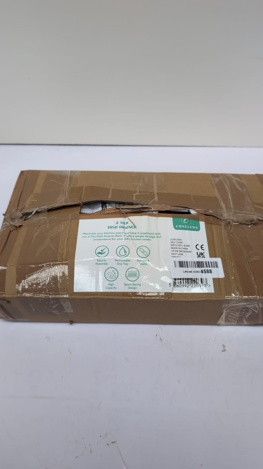 Coselena 2Tier Black Dish Drainer Rack Multifunctional with Utensil(box damaged)