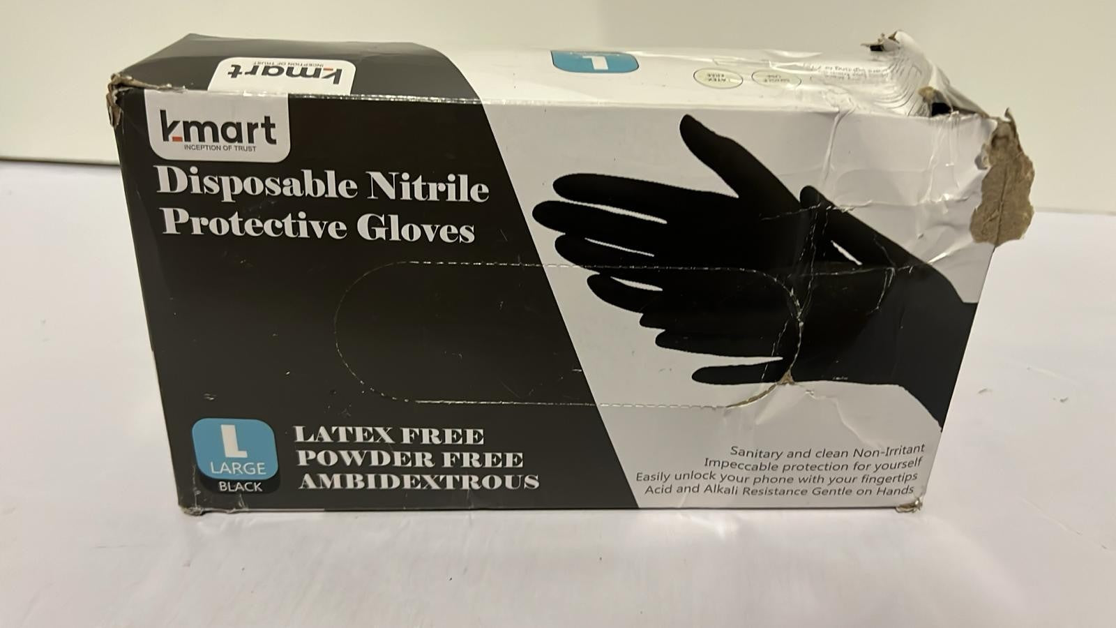 K-MART Disposable(L) Nitrile Gloves  Powder Free & Latex Free,Black(box damaged)