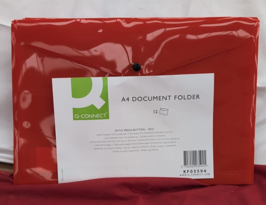 Q-Connect Polypropylene Document Folder A4 Red (Pack of 11) KF03594