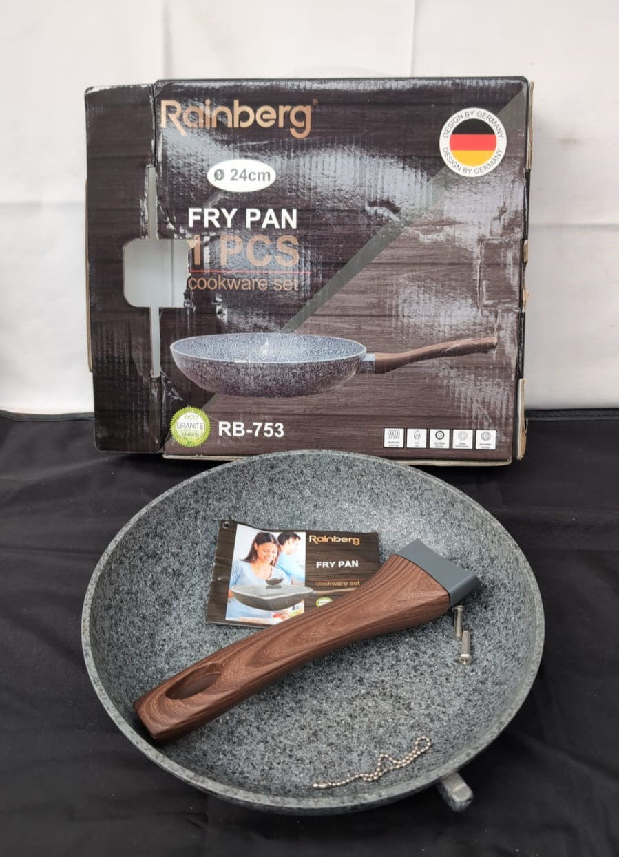 Rainberg 24cm Frying Pan, Granite Frying Pan Nonstick Coating, Anti-Scratch Pans