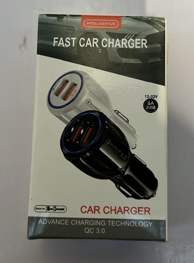 Intelligentize Quick Charge 3.0  Fast Car Charger 6A - 2 x USB