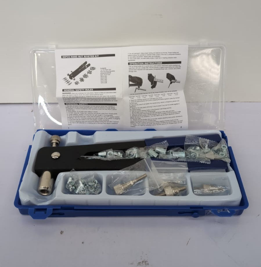 86 PCS Heavy Duty Blind Rivet Nut Kit Set, Thread Hand Riveter (BOX DAMAGED)
