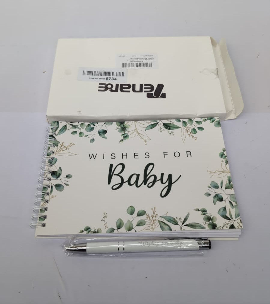 Tenare Baby Shower Book Wishes for Baby Guestbook with Pen (Green Leaf)