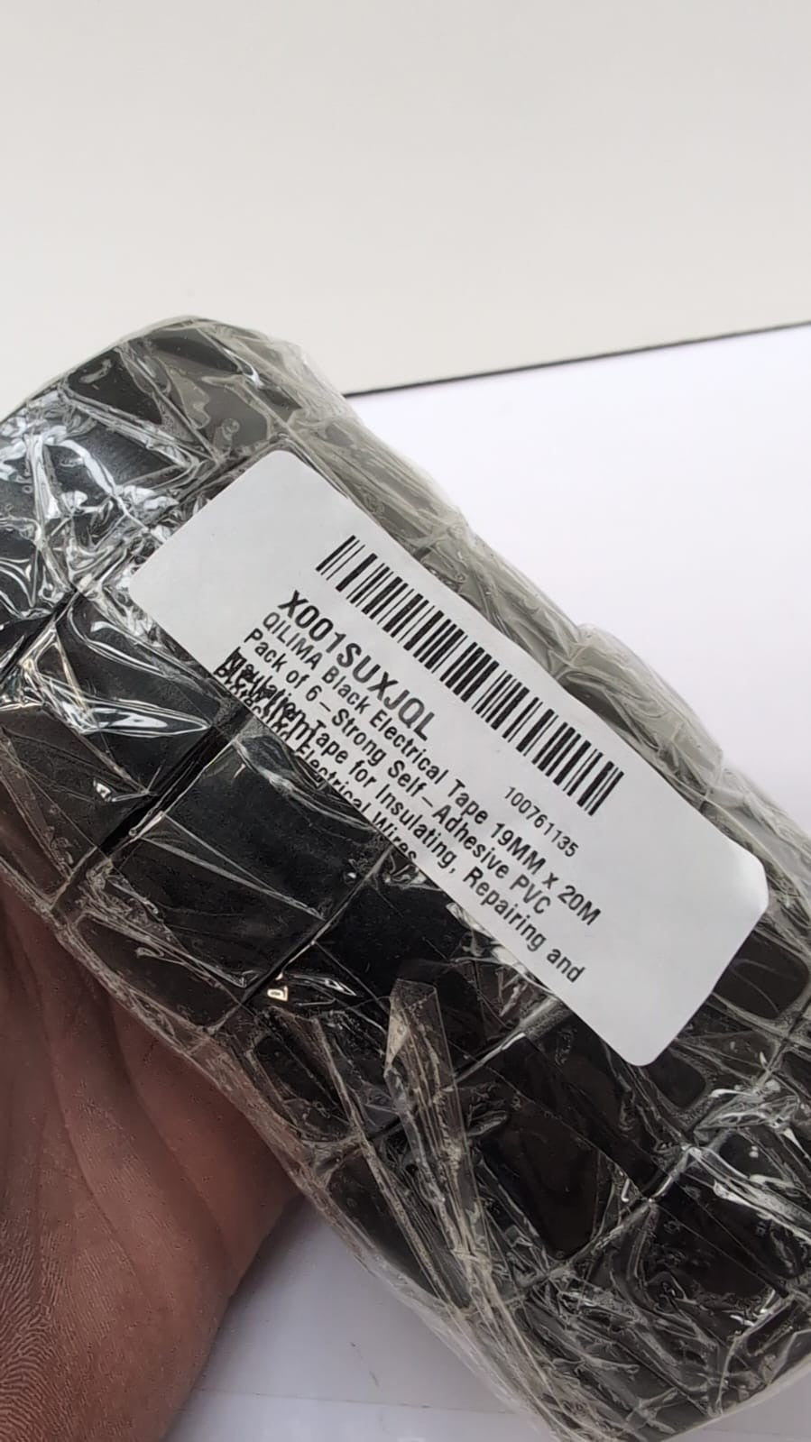 QILIMA Black Electrical Tape 19MM x 20M Pack of 6-Strong Self-Adhesive