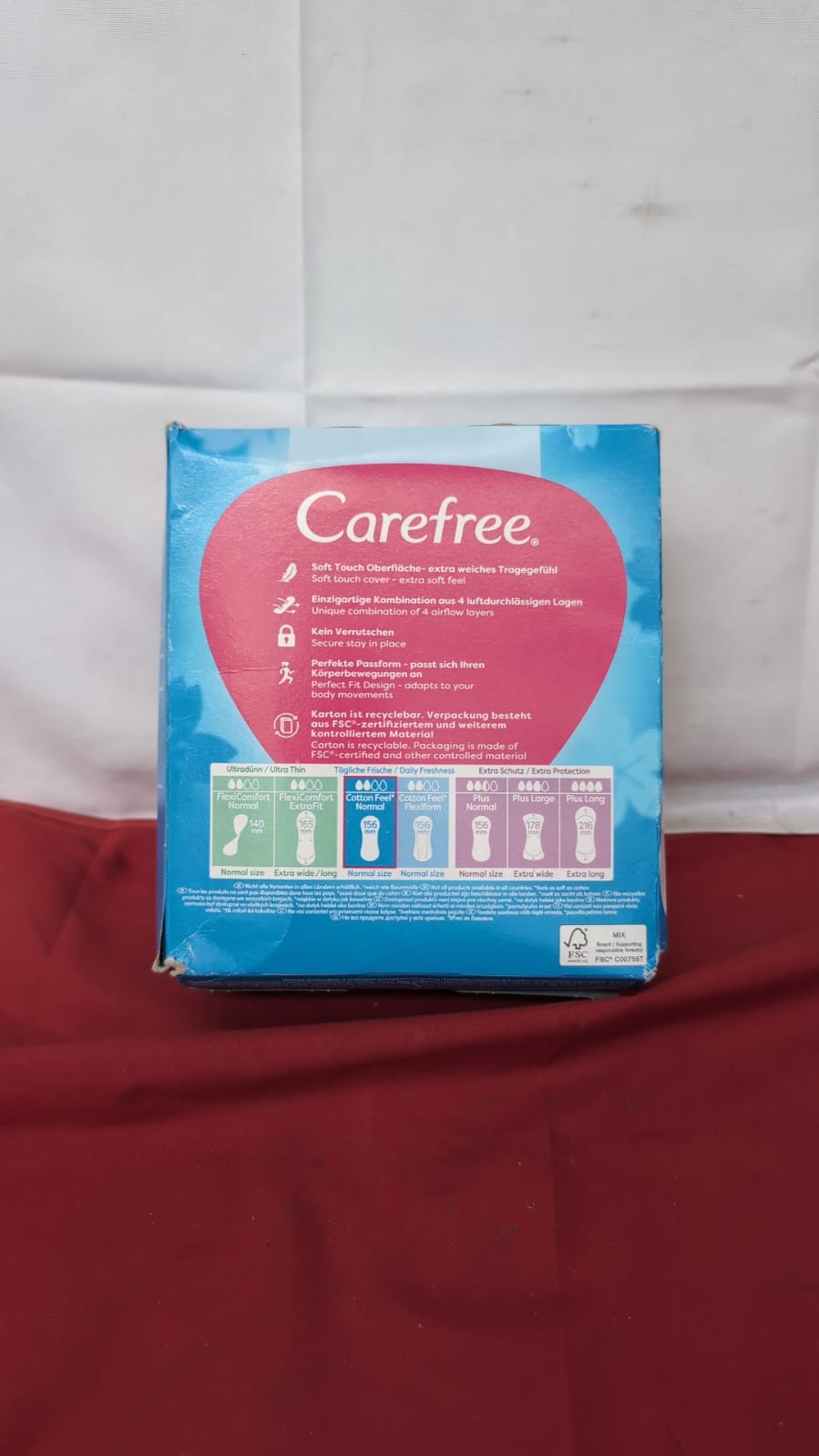 Carefree Cotton Feel Normal Sanitary Napkins, 56 pcs (packaging damaged)