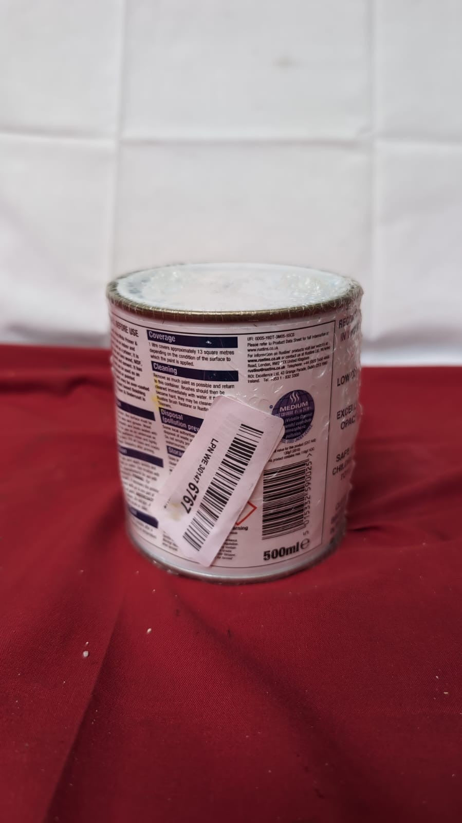 RUSTINS WHPU500 500ml Quick Dry Primer Undercoat - White (dented tin)