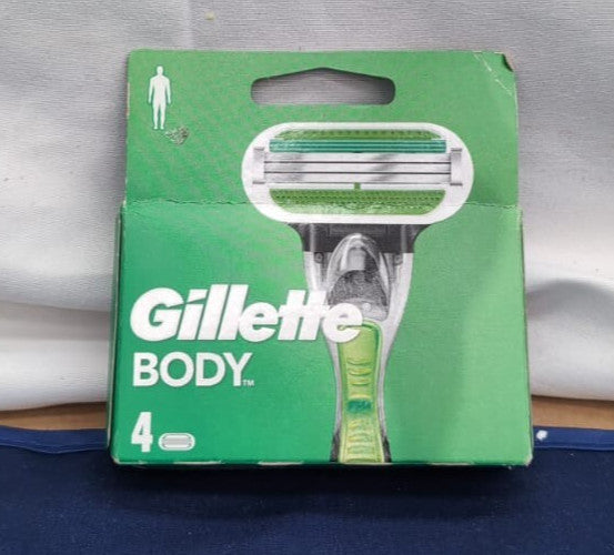 Gillette Body Men, 4 Razor Blade Refills with Lubrastrip, Formulated Pubic Hair