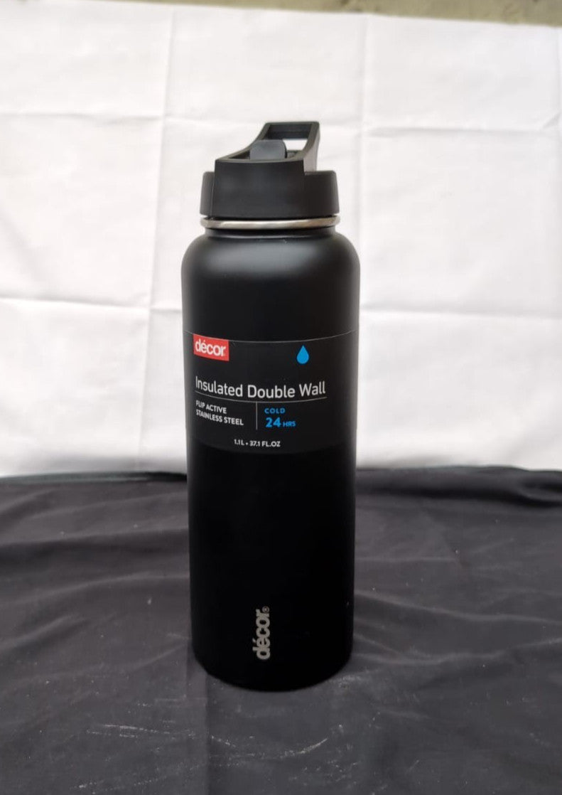 Décor Flip 1.1L Stainless Steel Water Bottle   Double Wall (warehouse damage)