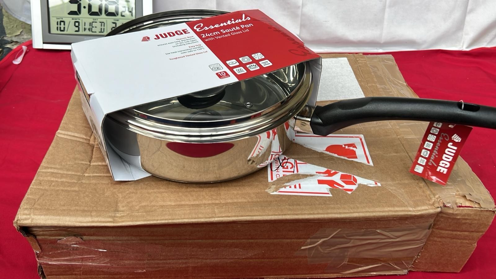 Judge Essentials Stainless Steel Large Saute Pan 24cm, Induction Ready