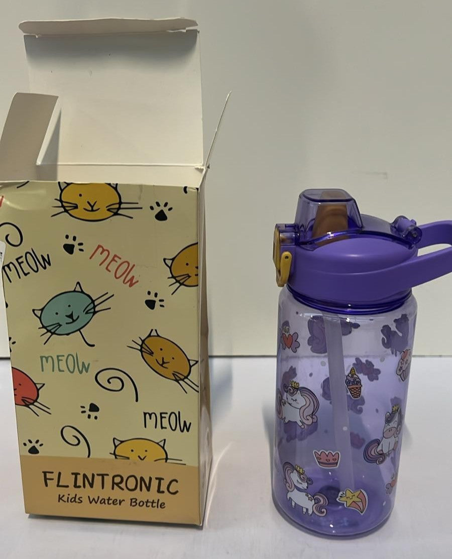 flintronic Kids Water Bottle with Straw, Leakproof BPA Free