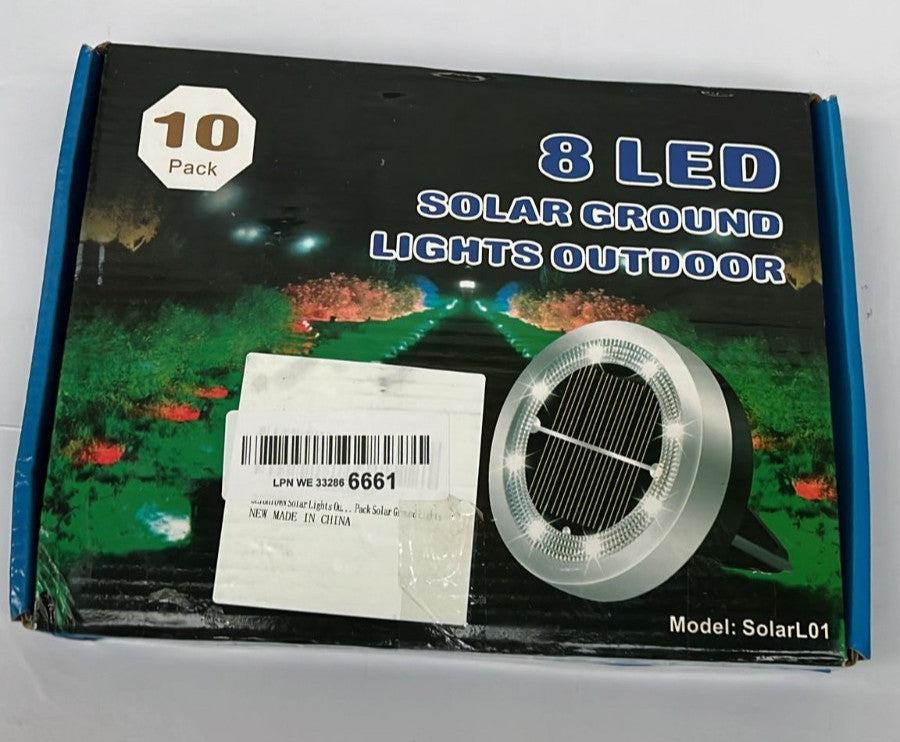 Solar Lights Outdoor Garden, 10 Pack Solar Ground Lights, 8 LED Solar Disk Light