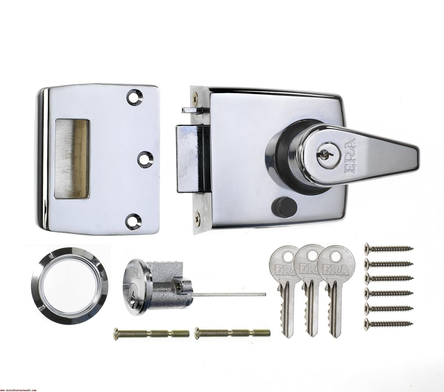 ERA 183-37-1 40mm High Security Nightlatch with Polished Chrome Body, Silver